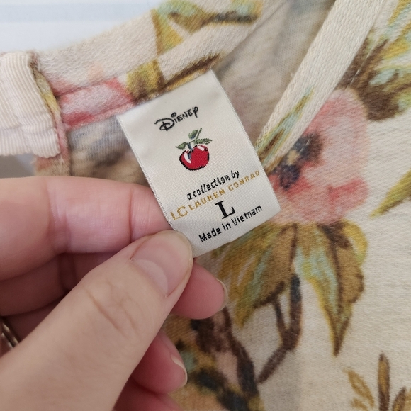 Disney X LC Lauren Conrad Women's Floral Top Size L Pink Cherry Blossom FLAWS - Picture 7 of 11
